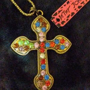Betsey Johnson Cross Necklace 3 inch cross